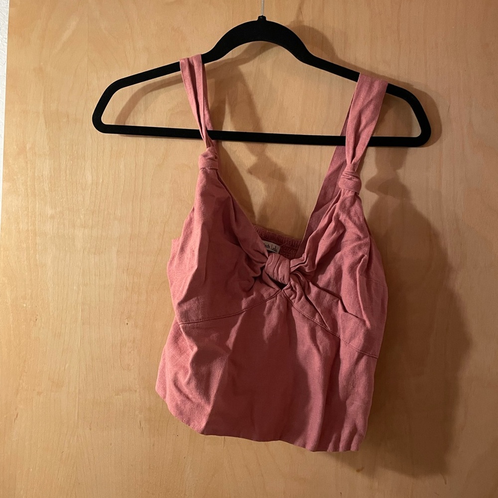Abercrombie Knot Front Linen Top